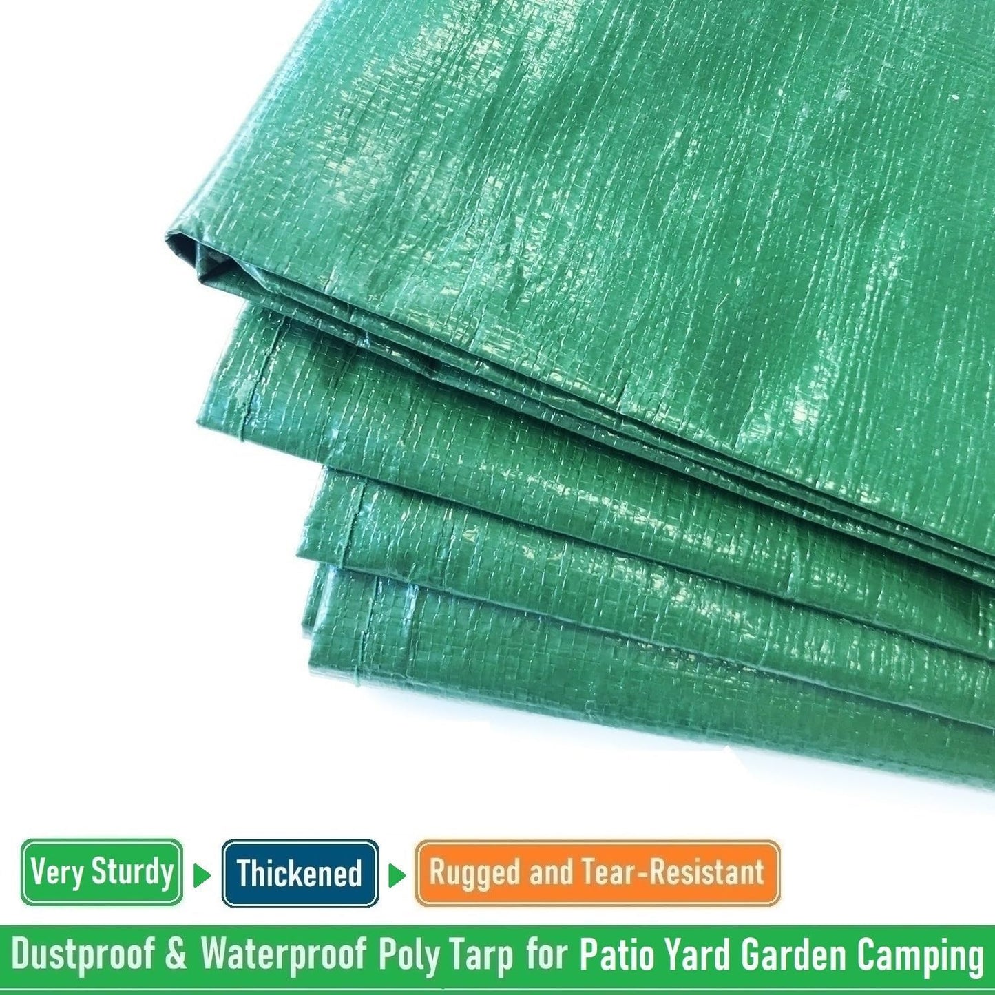 7X7 Ft Yard Garden Leaf Tarp W/ 4 Handles Waterproof Tarp for Sandbox Cover,Outdoor Tarpaulin,Lawn Debris,Landscape Pruning,Yard Leaf Hauler,Tent Footprint,Camping Tent Mat,Patio Table,Fire Pit Cover