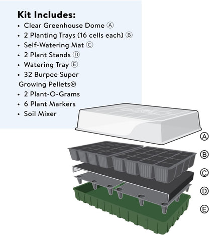 XL Self-Watering Growing System Indoor Seed Starting 10" W X 20" L X 5" H, 1 Kit (32 Cells)