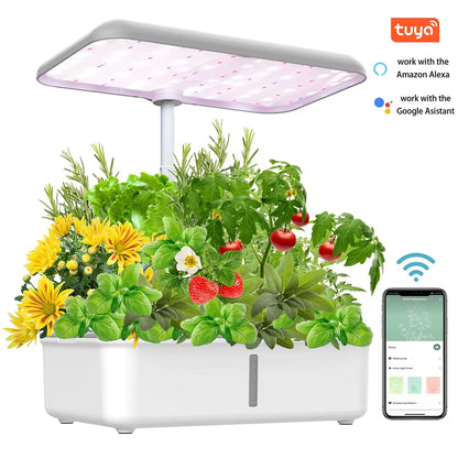 Tuya Wifi Hydoponics Growing System with LED Grow Light Auto Pump Smart Indoor Gardening System Herb Garden Kit Planter for Home