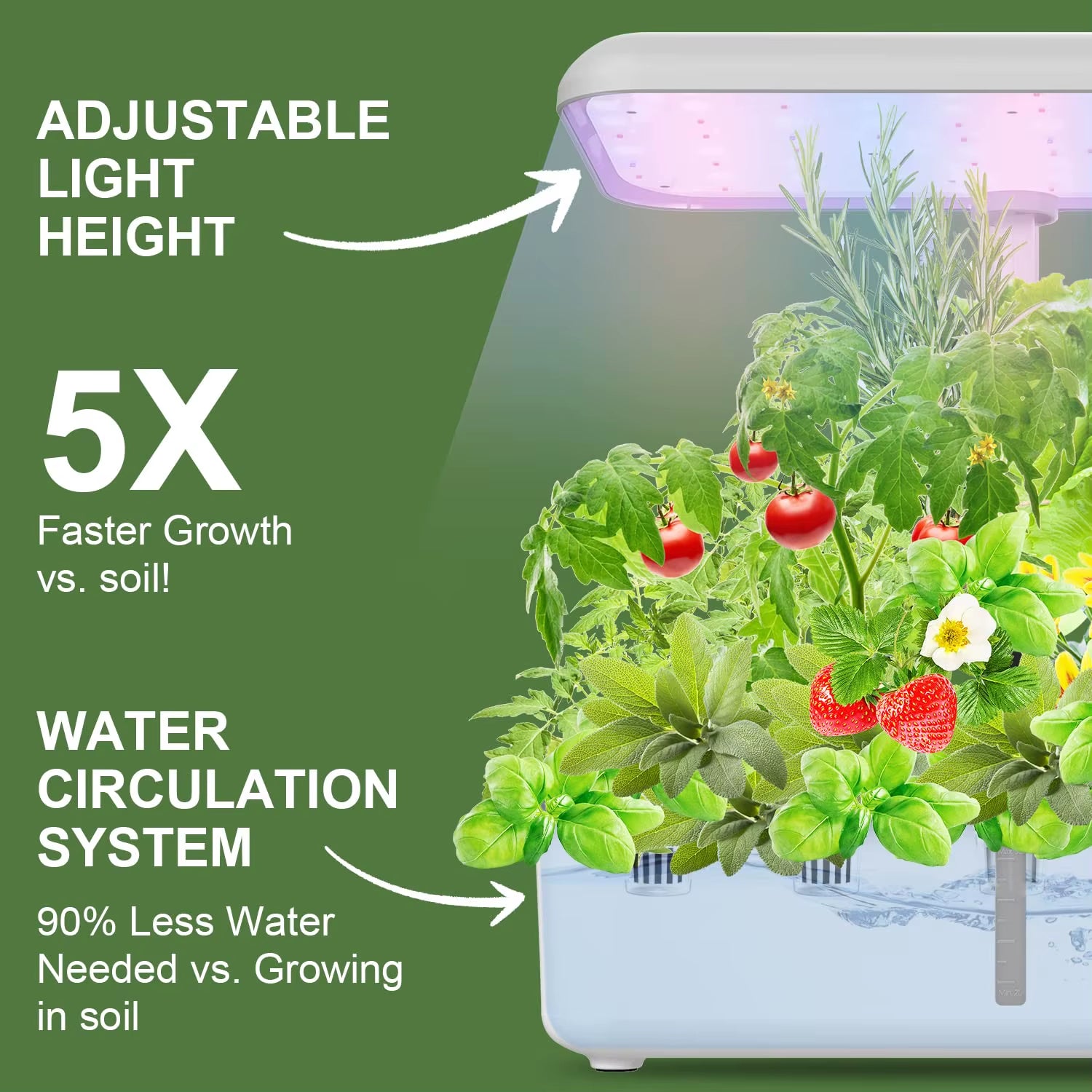 Tuya Wifi Hydoponics Growing System with LED Grow Light Auto Pump Smart Indoor Gardening System Herb Garden Kit Planter for Home