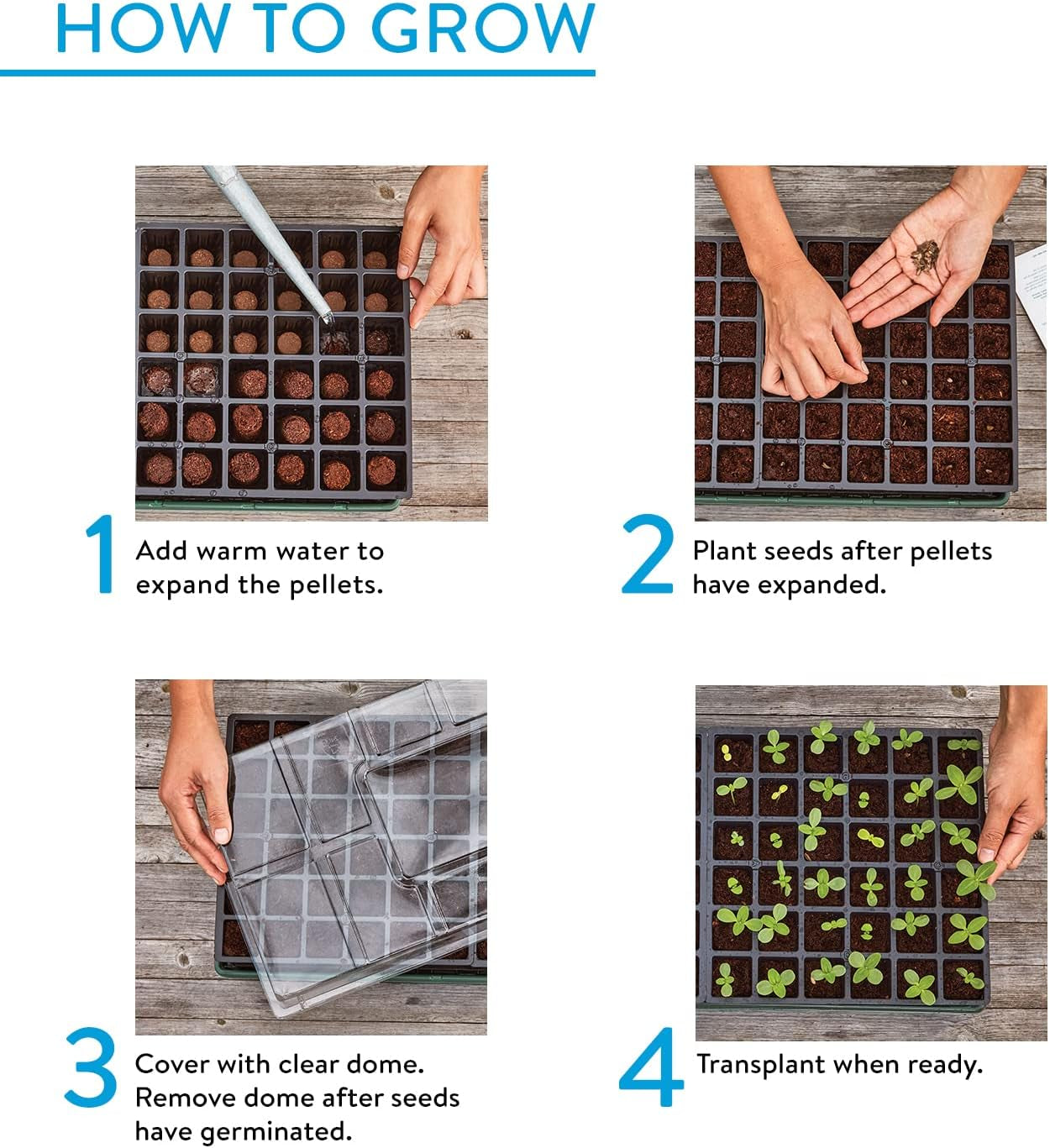 XL Self-Watering Growing System Indoor Seed Starting 10" W X 20" L X 5" H, 1 Kit (32 Cells)