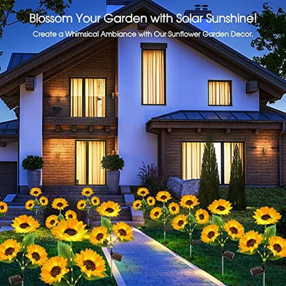 Hibibud  Upgrade Solar Sunflower Lights, LED Garden Solar Lights, Outdoor for Patio Lawn Garden Yard Pathway Decoration Christmas D