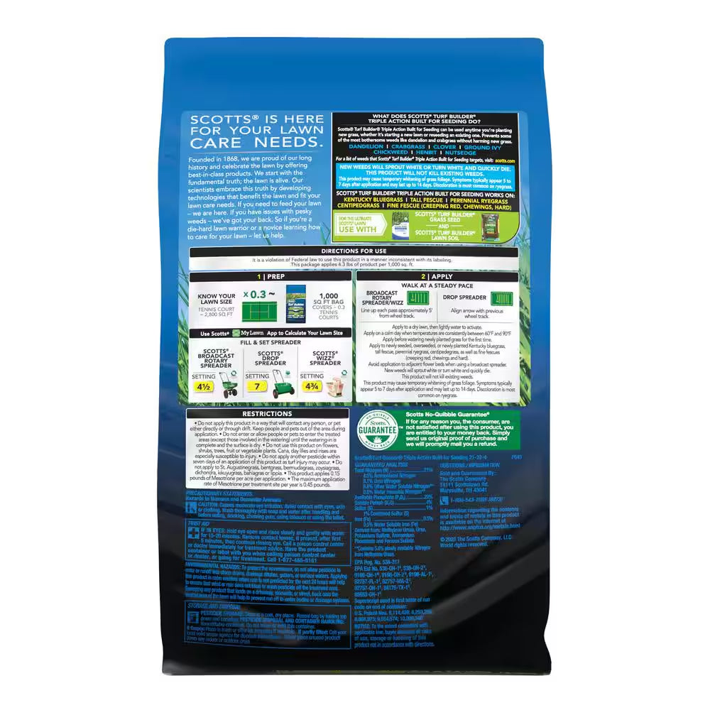 Turf Builder Triple Action Built for Seeding 4.3 Lb. 1,000 Sq. Ft. Weed Preventer and Fertilizer for New Lawns