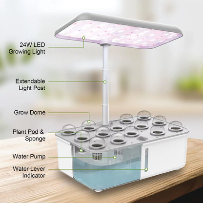 Tuya Wifi Hydoponics Growing System with LED Grow Light Auto Pump Smart Indoor Gardening System Herb Garden Kit Planter for Home