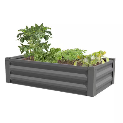 24 In. W X 48 In. L X 10 In. H Antique Iron Pre-Galvanized Powder Coated Steel Raised Garden Bed Planter