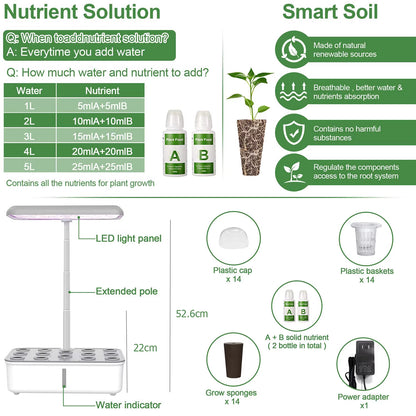 Tuya Wifi Hydoponics Growing System with LED Grow Light Auto Pump Smart Indoor Gardening System Herb Garden Kit Planter for Home