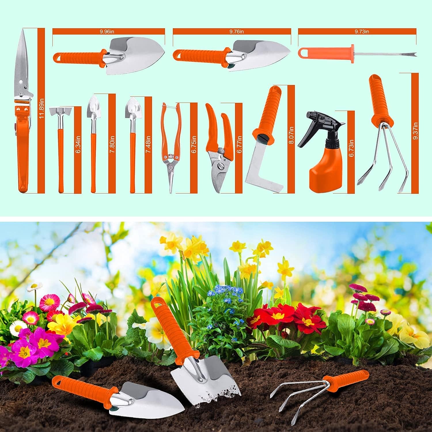 Garden Tools Set, Gardening Gift for Men,13 Piece Stainless Steel Gardening Tool for Planting,Gardening Gift for Men，Women (G7)