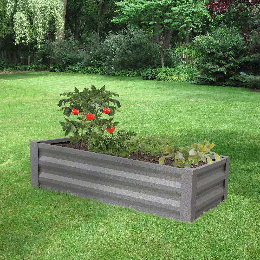 24 In. W X 48 In. L X 10 In. H Antique Iron Pre-Galvanized Powder Coated Steel Raised Garden Bed Planter