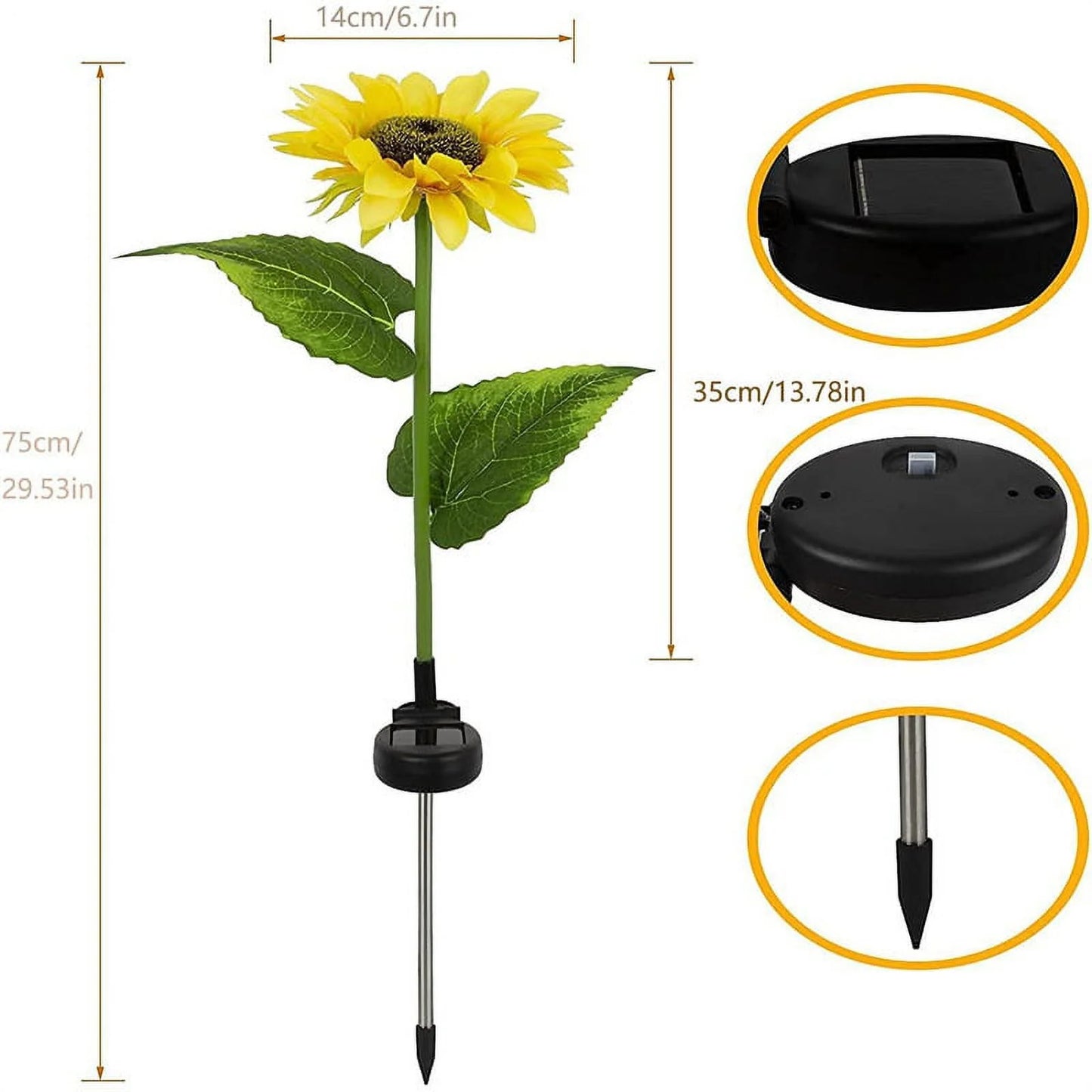 Hibibud  Upgrade Solar Sunflower Lights, LED Garden Solar Lights, Outdoor for Patio Lawn Garden Yard Pathway Decoration Christmas D