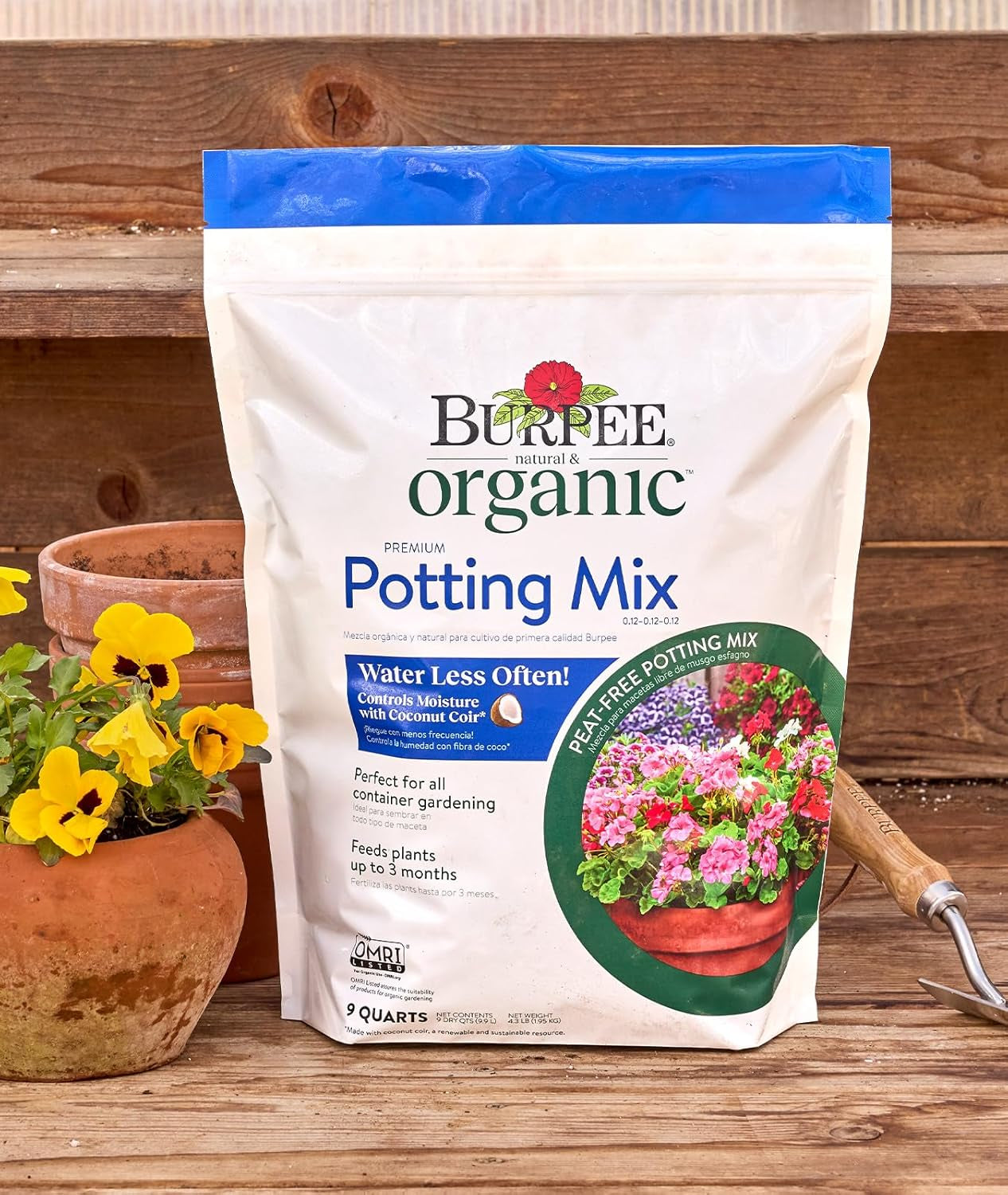 , 9 Quarts | Premium Organic Potting Natural Soil Mix Food Ideal for Container Garden-Vegetable, Flower & Herb Use for Indoor Outdoor Plant