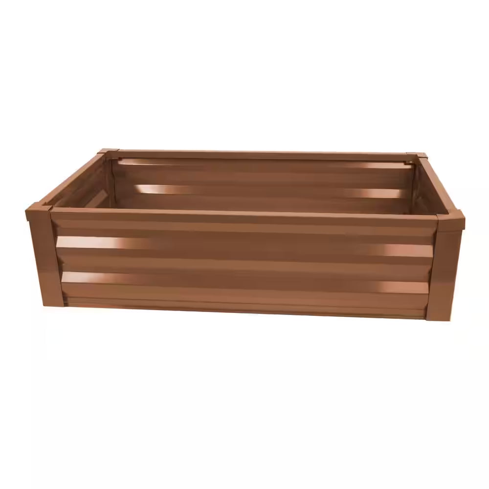 24 In. W X 48 In. L X 10 In. H Timber Brown Pre-Galvanized Powder-Coated Steel Raised Garden Bed Planter