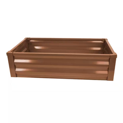 24 In. W X 48 In. L X 10 In. H Timber Brown Pre-Galvanized Powder-Coated Steel Raised Garden Bed Planter